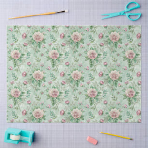 Papel De Seda Flores de color de agua inspiradas en la cosecha p