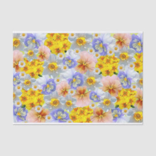 Papel De Seda Flores de colores mezclados con pansy y pañuelos