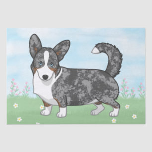 Papel De Seda Flores de Corgi galesas de Merle Azul Cardigan