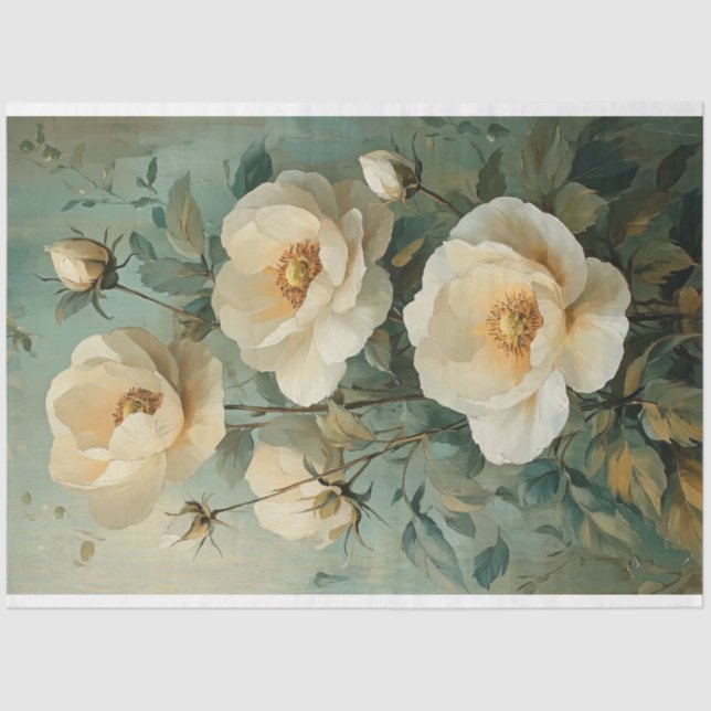 Papel De Seda Flores de crema (Anverso)