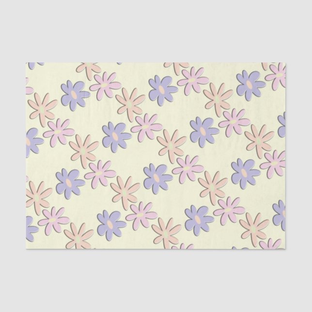 Papel De Seda Flores de Crema Pastel (Anverso)