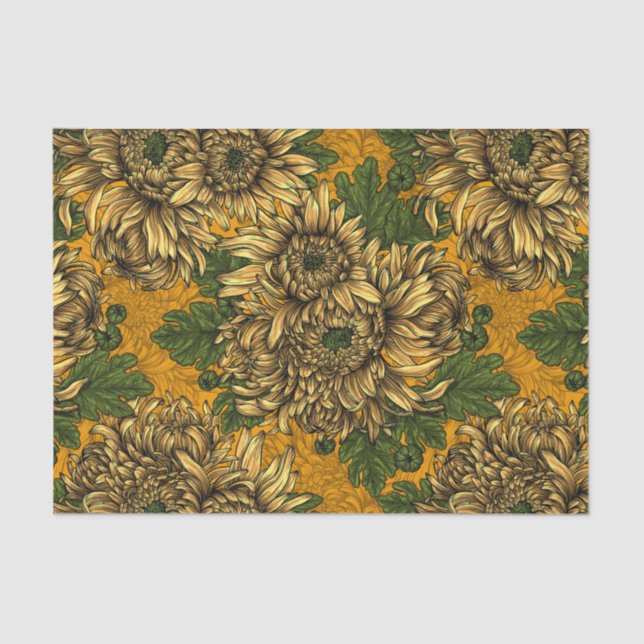 Papel De Seda Flores de crisantemo amarillo (Anverso)