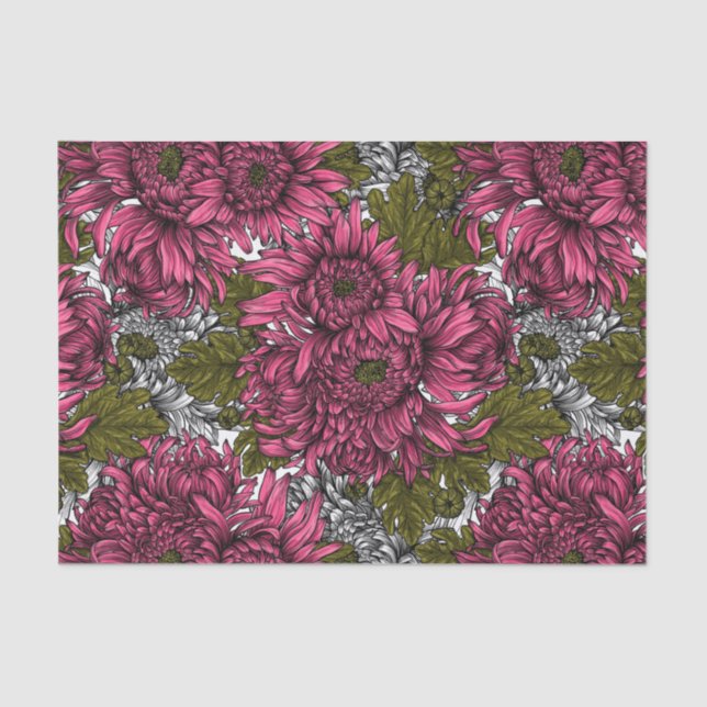 Papel De Seda Flores de crisantemo rosa (Anverso)