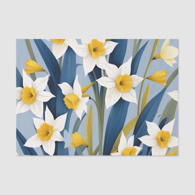 Papel De Seda Flores de Daffodil contemporáneas (Anverso)