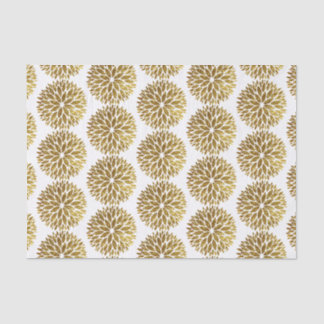 Papel De Seda Flores de Dahlia Elegantes con Brillo Dorado sobre