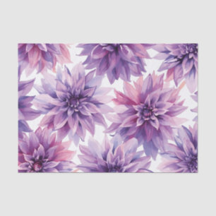 Papel De Seda Flores de dalia púrpura acuarela