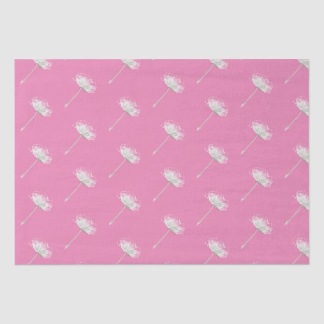 Papel De Seda Flores de Dandelion blanco rosado de moda (Anverso)