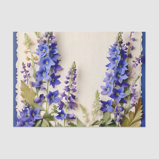 Papel De Seda Flores De Delfino Elegantes (Anverso)