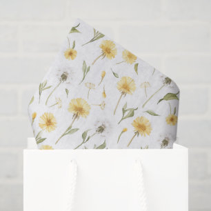 Papel De Seda Flores de Diente de León Blancas Amarillas Cumplea
