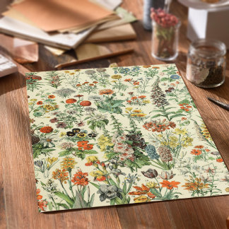 Papel De Seda Flores de época Flores botánicas antiguas