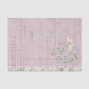 Papel De Seda Flores de escritura postale y mariposa