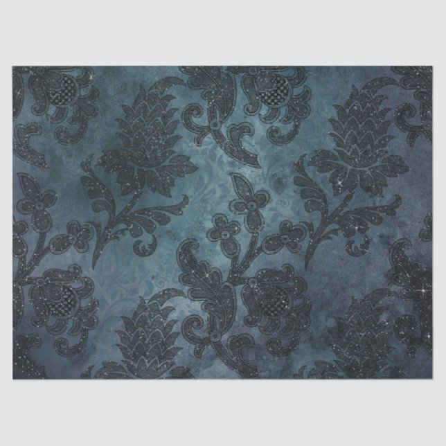 Papel De Seda Flores de esténcil Purpurinoso en el Decoupage ver (Anverso)