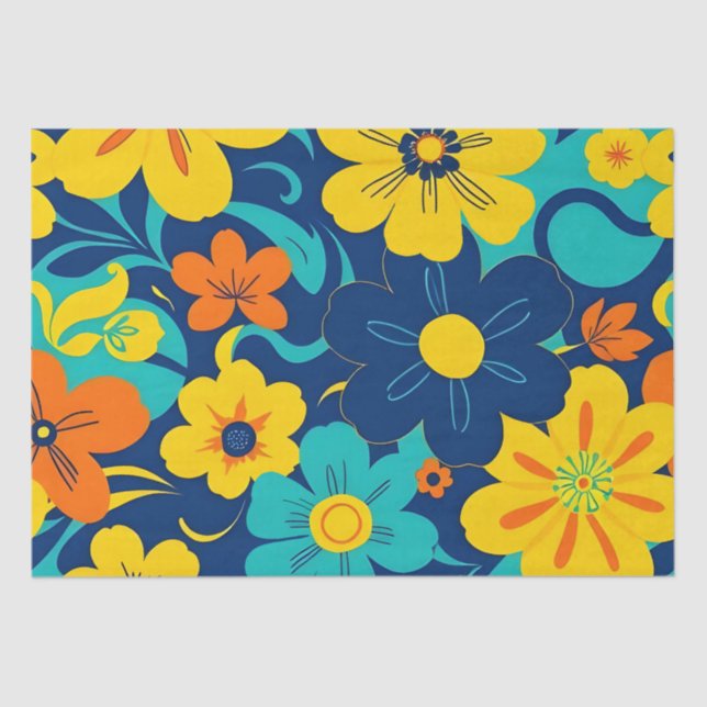 Papel De Seda Flores de estilo retro-flor de estilo dopaminérgic (Anverso)