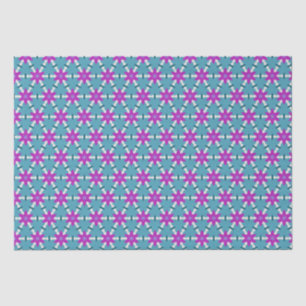 Papel De Seda Flores de Estrella de Verde Azul Brillante y Púrpu