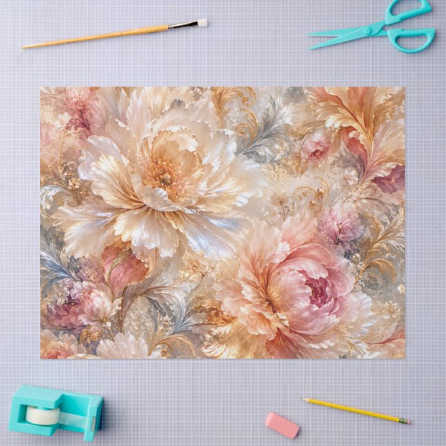 Papel De Seda Flores de Fantasía de Lujo (Artesanía)