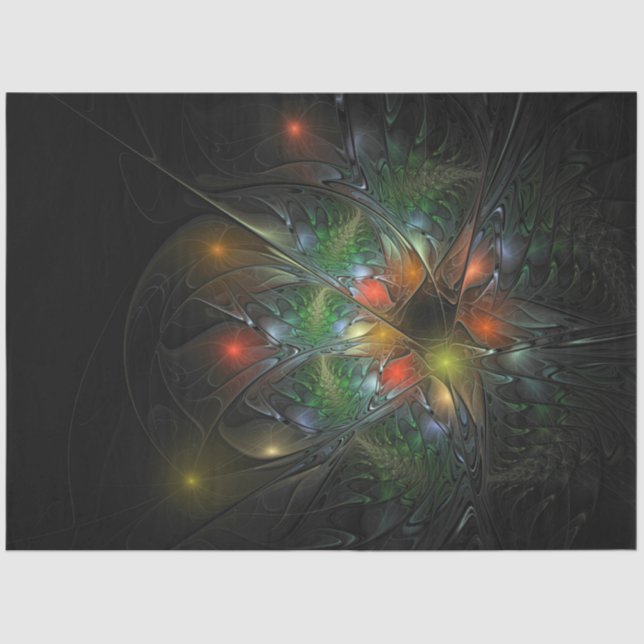 Papel De Seda Flores de fantasía fractal blandas y tendientes (Anverso)