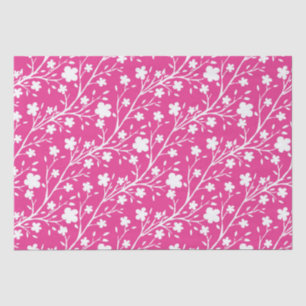Papel De Seda Flores de Flor Blanca de Primavera sobre Rosa