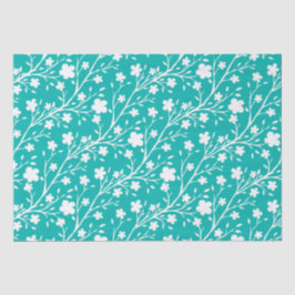 Papel De Seda Flores de Flor de Primavera Blanca sobre Fondo Ver