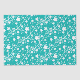 Papel De Seda Flores de Flor de Primavera Blanca sobre Fondo Ver