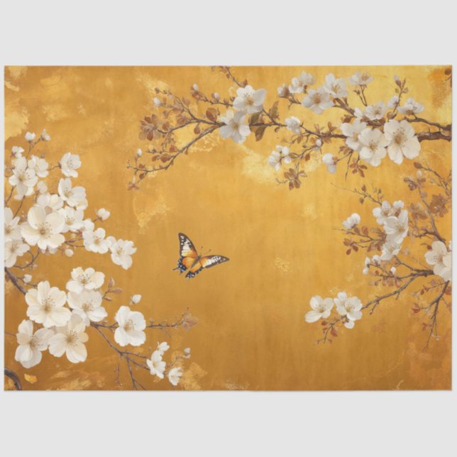 Papel De Seda Flores de flores de flores de cerezo antiguas (Anverso)