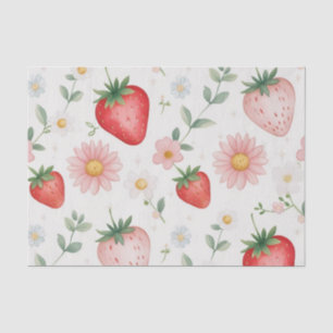 Papel De Seda Flores de fresa roja Fiesta de cumpleaños para ell
