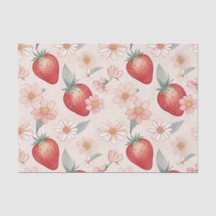 Papel De Seda Flores de fresa roja Fiesta de cumpleaños para ell