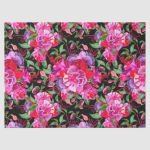 Papel De Seda Flores De Fuchsia De Color Rosa Y Negro