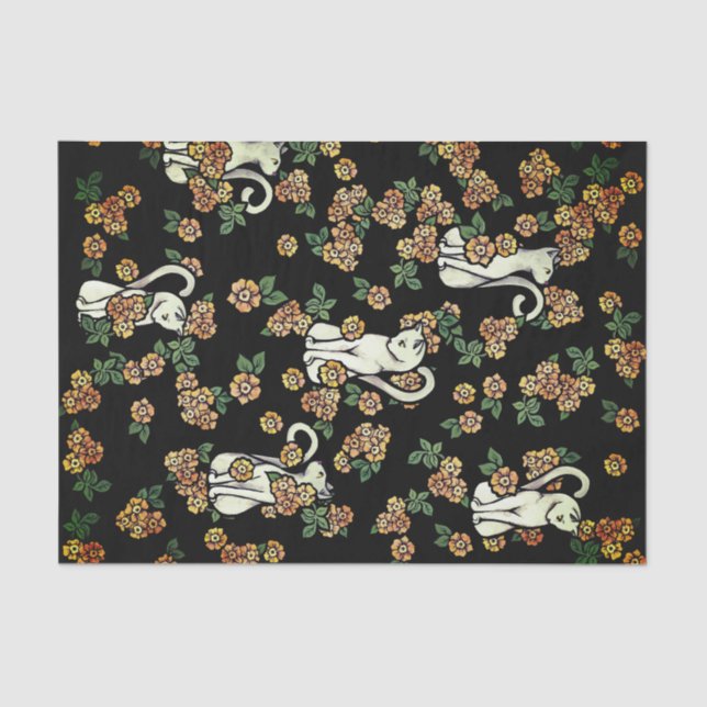 Papel De Seda Flores de gato blancas (Anverso)