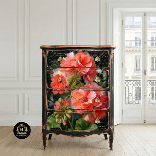 Papel De Seda Flores de Geranio Coral Decoupage