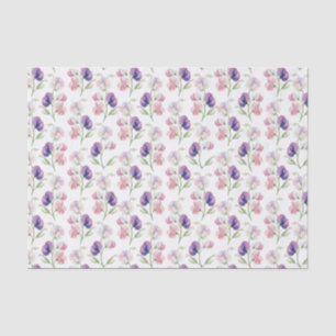Papel De Seda Flores de guisante dulce rosa pastel acuarela púrp