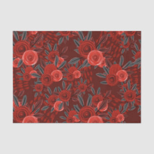 PAPEL DE SEDA FLORES DE HALLOWEB GRIS ROJO NEGRO