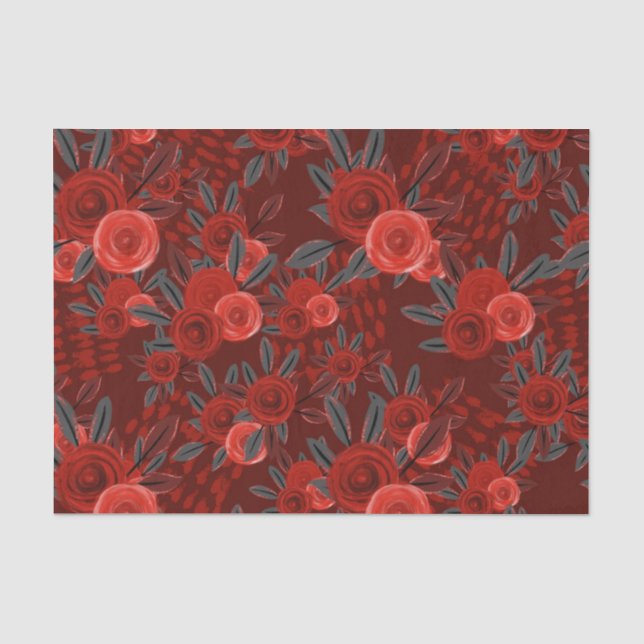 PAPEL DE SEDA FLORES DE HALLOWEB GRIS ROJO NEGRO (Anverso)