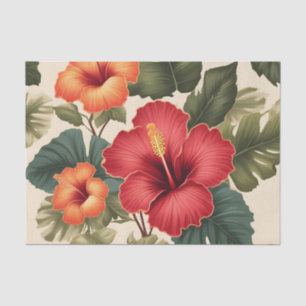 Papel De Seda Flores de Hibiscus Tropical Retro