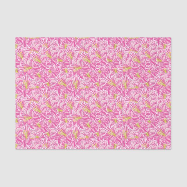 Papel De Seda Flores de Hibiscus Tropical Rosa Cute Palm Beach (Anverso)