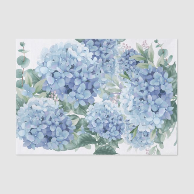 Papel De Seda Flores de hidrangea azul (Anverso)