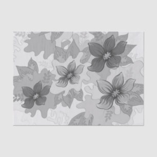 Papel De Seda Flores de hues grises monocromas