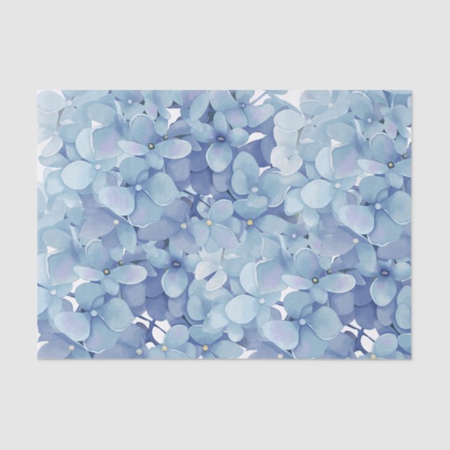Papel De Seda Flores de Hydrangea acuarela (Anverso)