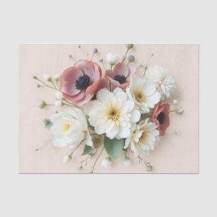Papel De Seda Flores de invierno sobre fondo de taupe con anémon