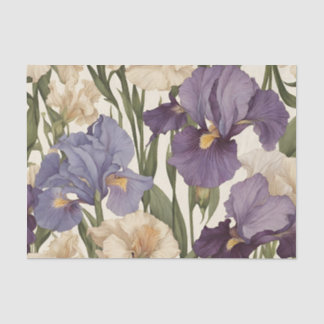 Papel De Seda Flores de iris blanco y morado