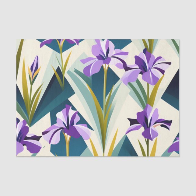 Papel De Seda Flores de iris geométricas modernas (Anverso)