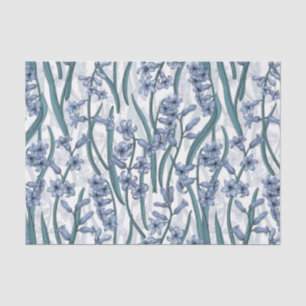 Papel De Seda Flores de jacinto azul sobre blanco
