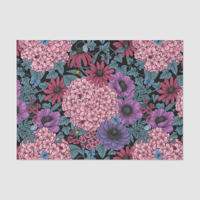 Papel De Seda Flores de jardín en negrita (Anverso)