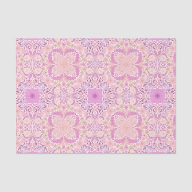 Papel De Seda Flores de jardín retro en rosa (Anverso)