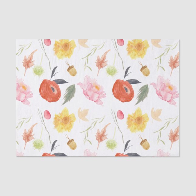 Papel De Seda Flores de la acuarela (Anverso)