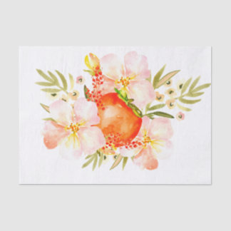Papel De Seda Flores de la acuarela y ramo de la fruta del caqui