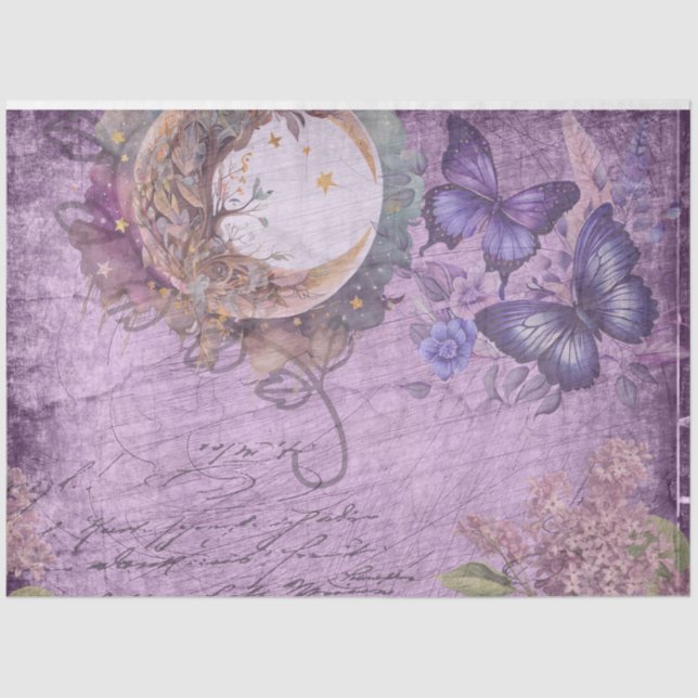 Papel De Seda Flores de Lilac Morado Morado Moth (Anverso)