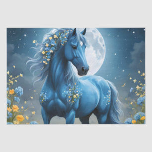 Papel De Seda Flores de luna de caballo mágico azul,