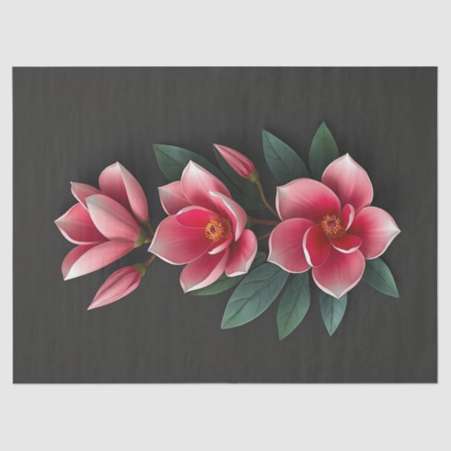 Papel De Seda Flores de magnolia rosa (Anverso)