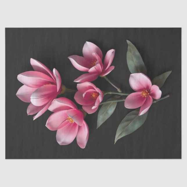 Papel De Seda Flores de magnolia rosa (Anverso)