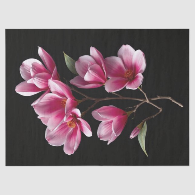 Papel De Seda Flores de Magnolia Rosadas (Anverso)